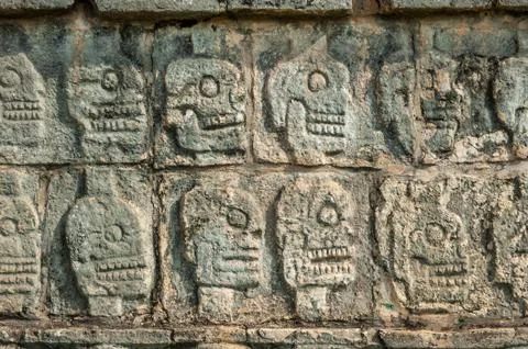 Platform of sculls, chichen itza, yucatan, mexico Stock Photos