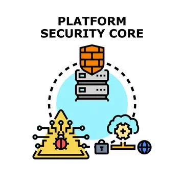 Platform security core protecting digital infrastructure from cyber threats Stock Illustration