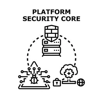 Platform security core protecting digital infrastructure from cyber threats Stock Illustration