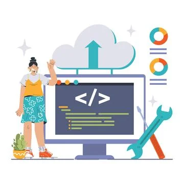 Platform as a Service concept. Flat vector illustration Illustrazione stock