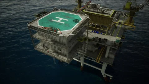 Platform showing medevac facilities with safety measures and emergency lighting Video stock 329942674