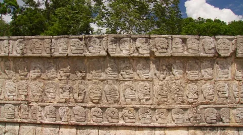 Platform of the Skulls or Tzompantli at Chichen Itza Stock Footage 61085252