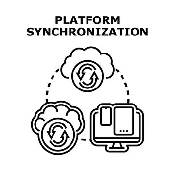 Platform synchronization concept illustrating data transfer across devices Stock Illustration