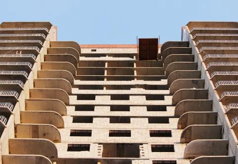 Platform for taking heavy load with a crane in the construction multi-storey Stock Photos