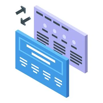 Platform transferring data to another platform, isometric vector illustration Stock Illustration