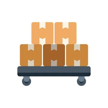 Platform trolley holding stack of cardboard boxes for delivery Stock Illustration