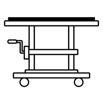 Platform trolley lifting boxes cargo manual outline Stock Illustration