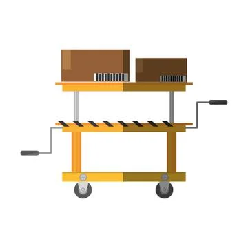 Platform trolley lifting boxes cargo shadow Stock Illustration