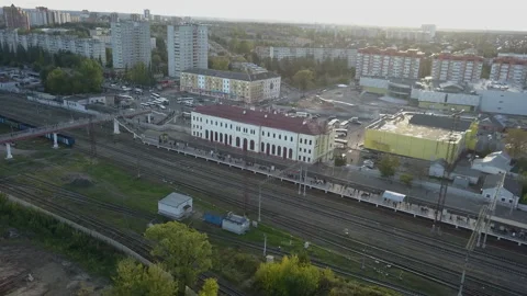 A platform on which people stand and wait for the train. Station in Serpukhov Stock Footage 145932692