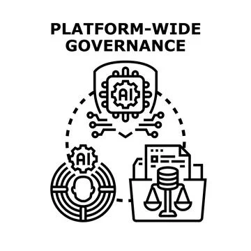 Platform wide governance controlling ai systems and data Stock Illustration