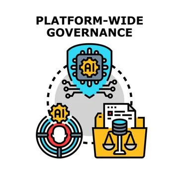 Platform wide governance controlling ai systems and data Stock Illustration