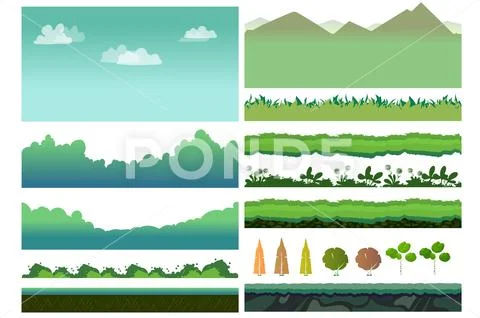 Platformer Game Assets Stock Illustration