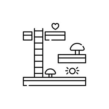 Platformer olor line icon. Computer games genres. Pictogram for web page, mob Stock Illustration