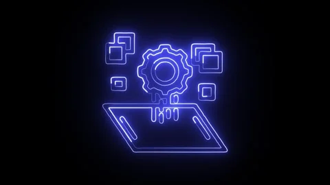 Platforms Isolated on Black Background Neon Digital Infrastructure Animation Stock Footage 329056852