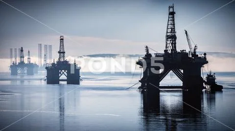 Platforms in the north sea Stock Photos