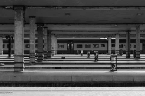 The platforms of the train station of Florence Stock Photos