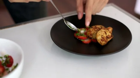 Plating Chicken 2 Stock Footage 73079882