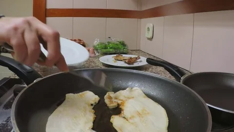 Plating Fried Loin Stock Footage 77125832