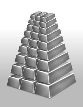 Platinum bars pyramid isolated. Vector Stock Illustration