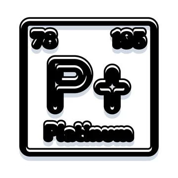 Platinum chemical element periodic table icon Stock Illustration