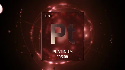 Platinum as Element 78 of the Periodic Table 3D illustration on red background Stock-Footage 119616022