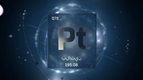 Platinum as Element 78 of the Periodic Table 3D illustration on blue background Video stock 128779879