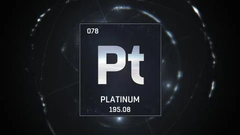 Platinum as Element 78 of the Periodic Table 3D illustration on silver Stock Illustration