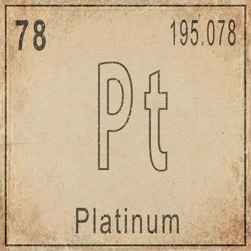Platinum Element Card from Periodic Table on Vintage Old Paper Stock Illustration