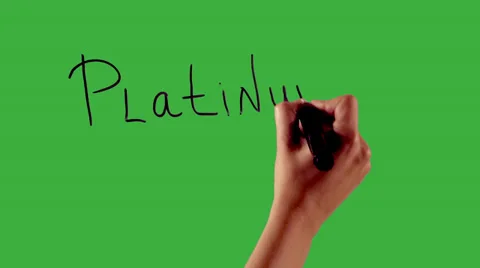 Platinum - Hand writing on green screen Stock Footage 33783907