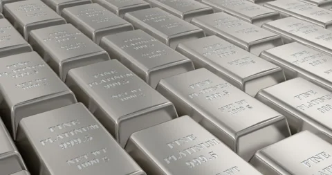 Platinum ingots background, loop animation. 3D rendering Stock Footage 106585145
