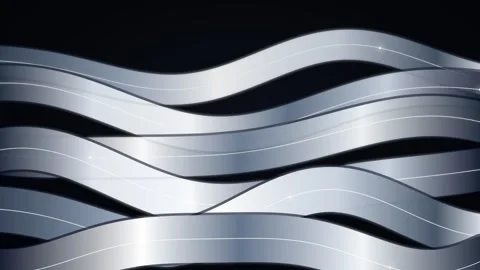 Platinum Metallic Waves rolling smoothly with hyper-realistic specular 4K Loop Stock Footage 345144339