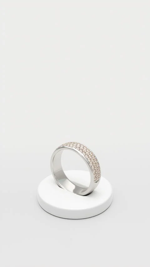 Platinum Pave Ring with Champagne Diamonds Stock Footage 345959585