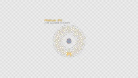 Platinum Pt Bohr Atom Model Labeled Animation Video Overlay Alpha 4K Vidéo 339367180