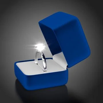 Platinum Ring with Blue Box Stock Illustration