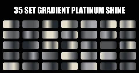 Platinum shine gradient set vector collection of metallic color palettes with Stock Illustration