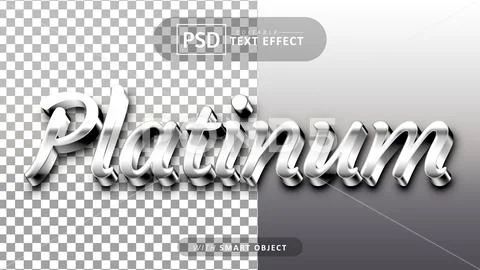 Platinum text - editable 3d font effect PSD Template