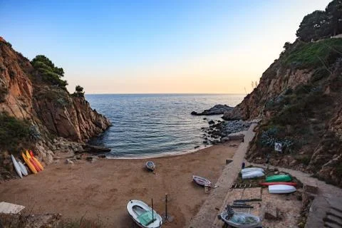 Platja d'es Codolar. beach in Tossa de Mar Stock Photos