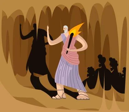 Plato thinker classic philosopher and the cavern allegory Stock Illustration