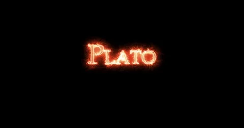 Plato written with fire. Loop Stock Footage 128876393