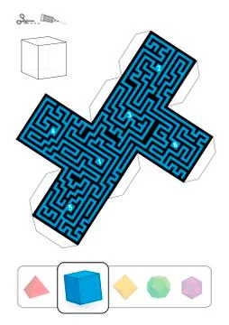 Platonic Solid Hexahedron Maze Stock-Illustration