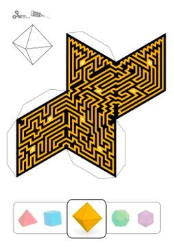 Platonic Solid Octahedron Maze Stock Illustration