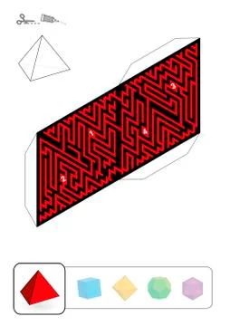 Platonic Solid Tetrahedron Maze Stock Illustration