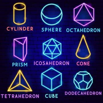 Platonic Solids Label Set 스톡 일러스트