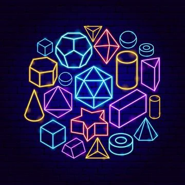 Platonic Solids Neon Concept Stock Illustration