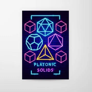 Platonic Solids Neon Flyer イラスト素材