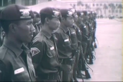 Platoon practices routine drill at ground - 1964 Stock Footage 93003218