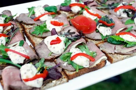 Platter of canapes Stock Photos