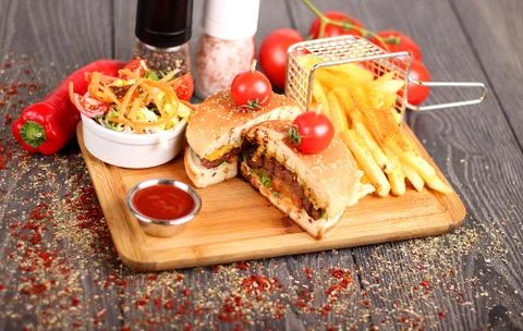 Platter hamburger Stock Photos