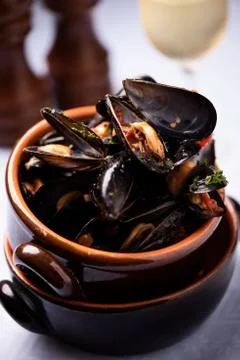 Platter of Mussels Stock Photos
