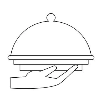 Platter with waiter hand design Stock Illustration